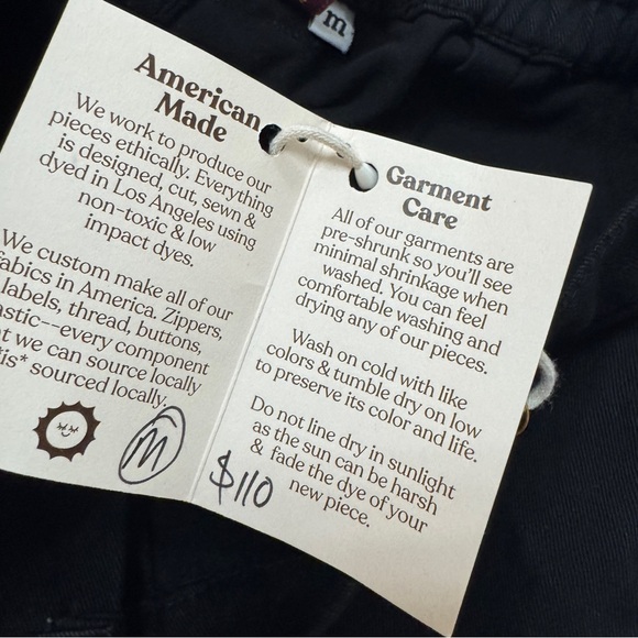 Big Bud Press sz M Roomy Bell Bottom Pants Black Flare Wide Cotton - Picture 7 of 9